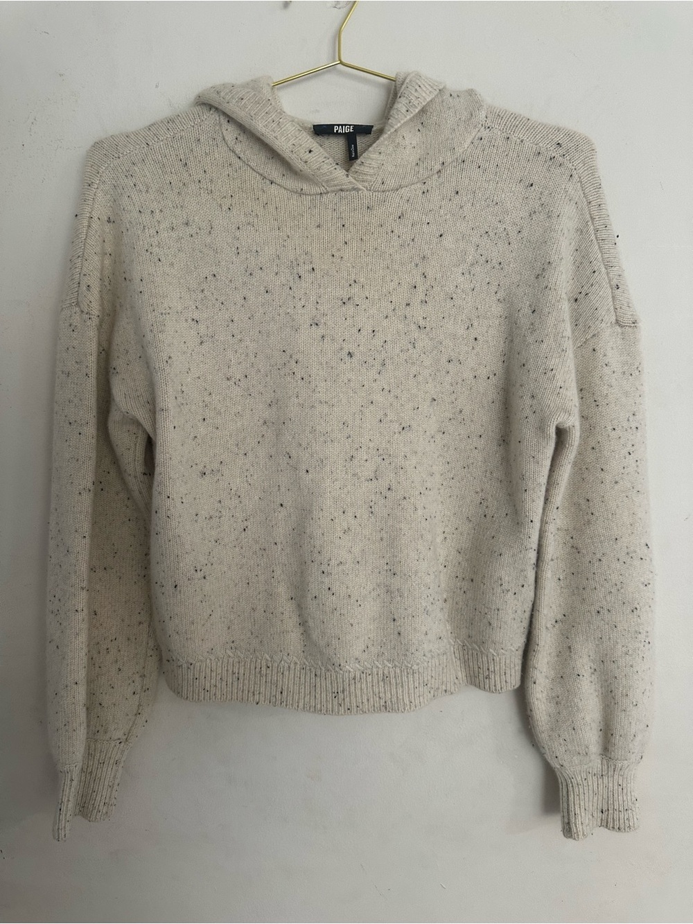 PAIGE Cream Speckled Hooded Knit Sweater